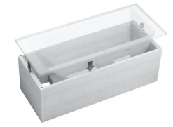 Baignoire rectangulaire 120 x 70 MAJKA acrylique blanc + Support stabilisateur en polystyrène + Pieds + Vidage à chromé