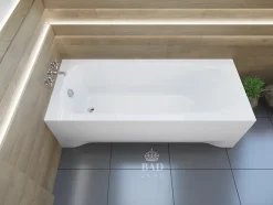 Baignoire rectangulaire 160 x 75 MEDIUM acrylique blanc + avec Tablier + Pieds + Vidage à chromé