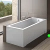 Baignoire rectangulaire + tablier blanc + repose tête - SHEA - 140 x 70 cm