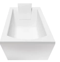 Baignoire rectangulaire + tablier blanc + repose tête - SHEA - 140 x 70 cm