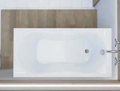 Baignoire rectangulaire 180 x 80 GRACJA acrylique blanc + Support stabilisateur en polystyrène + Pieds + Vidage à chromé