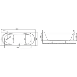 Baignoire rectangulaire 180 x 80 GRACJA acrylique blanc + Support stabilisateur en polystyrène + Pieds + Vidage à chromé
