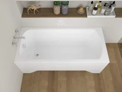 Baignoire rectangulaire 130 x 70 CLASSIC acrylique blanc, sans Habillage + Pieds + Vidage à chromé