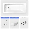 Baignoire rectangulaire - 100 x 70 cm - avec Tablier Blanc - Pieds - Vidage Chrome - TALIA