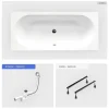Baignoire rectangulaire - 150 x 75 cm - sans Habillage - avec Pieds - Vidage Chrome - VITAE SLIM