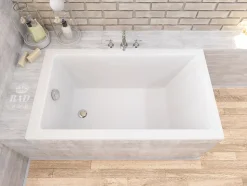 Baignoire rectangulaire 100 x 70 CAPRI acrylique blanc + Support stabilisateur en polystyrène + Pieds + Vidage à chromé