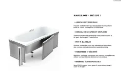 Baignoire rectangulaire - 190 x 90 cm - avec Habillage - Pieds - Vidage Chrome - QUADRO SLIM