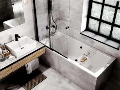 Baignoire rectangulaire - 190 x 90 cm - avec Habillage - Pieds - Vidage Chrome - QUADRO SLIM
