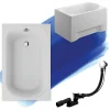 Baignoire rectangulaire 100 x 65 MINI acrylique blanc + avec Tablier + Pieds + Vidage à chromé