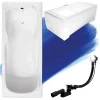 Baignoire rectangulaire 140 x 70 MAJKA acrylique blanc + avec Tablier + Pieds + Vidage à chromé