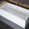Baignoire rectangulaire 170 x 75 QUADRO acrylique blanc + avec Tablier + Pieds + Vidage à chromé