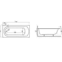 Baignoire rectangulaire 170 x 75 CLASSIC SLIM acrylique blanc + Habillage en polystyrène + Pieds + Vidage à chromé