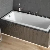 Baignoire rectangulaire 140 x 70 MODERN SLIM acrylique blanc + Habillage en polystyrène (4 cm) + Pieds + Vidage à chromé