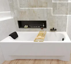 Baignoire rectangulaire 190 x 80 BONA acrylique blanc, sans Habillage + Repose Tête + Pieds + Vidage à chromé