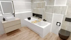 Baignoire rectangulaire 190 x 80 BONA acrylique blanc, sans Habillage + Repose Tête + Pieds + Vidage à chromé