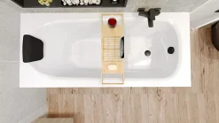 Baignoire rectangulaire 190 x 80 BONA acrylique blanc, sans Habillage + Repose Tête + Pieds + Vidage à chromé