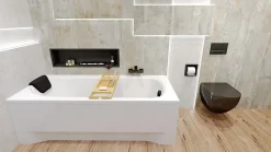 Baignoire rectangulaire 190 x 80 BONA acrylique blanc, sans Habillage + Repose Tête + Pieds + Vidage à chromé