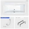 Baignoire rectangulaire - 190 x 90 cm - sans Habillage - avec Pieds - Vidage Chrome - QUADRO