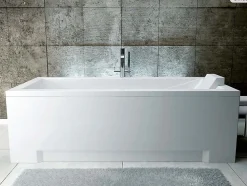 Baignoire rectangulaire - 180 x 80 cm - avec Tablier Blanc - Pieds - Vidage Chrome - MODERN