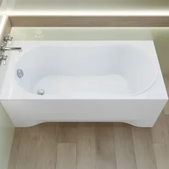 Baignoire rectangulaire 120 x 75 GRACJA acrylique blanc + avec Tablier + Pieds + Vidage à chromé
