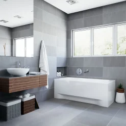 Baignoire rectangulaire 120 x 70 CLASSIC acrylique blanc + avec Tablier + Pieds + Vidage à chromé