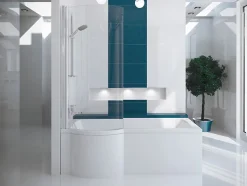 Baignoire rectangulaire 170 x 70 Gauche INSPIRO acrylique blanc, sans Habillage + Écran + Pieds + Vidage à chromé