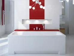 Baignoire rectangulaire 140 x 70 OPTIMA acrylique blanc + avec Tablier + Pieds + Vidage à chromé