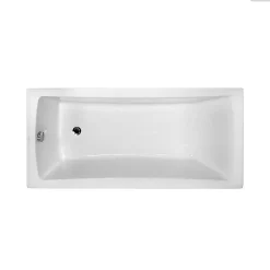 Baignoire rectangulaire - 160 x 70 cm - sans Habillage - avec Pieds - Étagère bambou - Vidage Chrome - OPTIMA