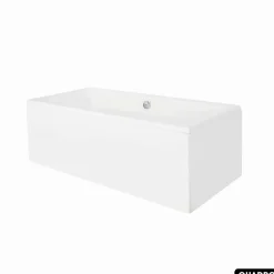 Baignoire rectangulaire - avec Tablier Blanc et Repose Tête OFFERT - QUADRO - 180 x 80 cm