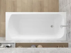 Baignoire rectangulaire 130 x 70 CLASSIC acrylique blanc + Support stabilisateur en polystyrène + Pieds + Vidage à chromé