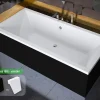 Baignoire rectangulaire - avec Tablier Noir Mat et Repose Tête OFFERT - QUADRO - 170 x75 cm