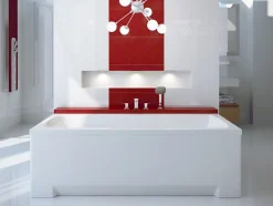 Baignoire rectangulaire 160 x 70 OPTIMA PREMIUM acrylique blanc + avec Tablier + Poignées + Repose Tête + Pieds + Vidage à chromé