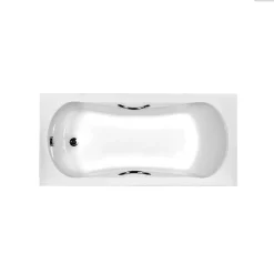 Baignoire rectangulaire - 140 x 70 cm - avec Habillage Polystyrène - Pieds - Poignées - Vidage Chrome - ARIA PLUS
