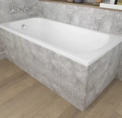 Baignoire rectangulaire 150 x 70 CLASSIC acrylique blanc + Support stabilisateur en polystyrène + Pieds + Vidage à chromé
