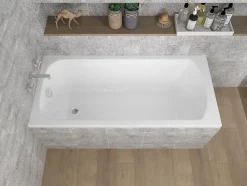 Baignoire rectangulaire 150 x 70 CLASSIC acrylique blanc + Support stabilisateur en polystyrène + Pieds + Vidage à chromé