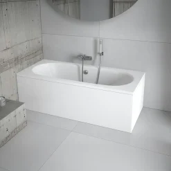 Baignoire rectangulaire 150 x 75 VITAE acrylique blanc + Habillage en polystyrène + Pieds + Vidage à chromé