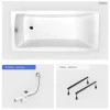 Baignoire rectangulaire - 170 x 70 cm - sans Habillage - avec Pieds - Vidage Chrome - OPTIMA