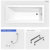 Baignoire rectangulaire - 180 x 80 cm - sans Habillage - avec Pieds - Vidage Chrome - MODERN