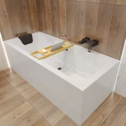 Baignoire rectangulaire 170 x 75 QUADRO acrylique blanc, sans Habillage + Repose Tête + Pieds + Vidage à chromé