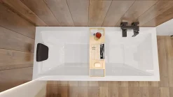 Baignoire rectangulaire 170 x 75 QUADRO acrylique blanc, sans Habillage + Repose Tête + Pieds + Vidage à chromé