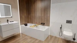 Baignoire rectangulaire 170 x 75 QUADRO acrylique blanc, sans Habillage + Repose Tête + Pieds + Vidage à chromé