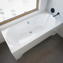Baignoire rectangulaire 170 x 80 LONG acrylique blanc + avec Tablier + Pieds + Vidage à chromé