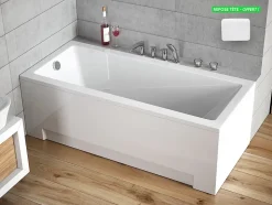 Baignoire rectangulaire - avec Tablier Blanc et Repose Tête OFFERT - MODERN - 180 x 80 cm