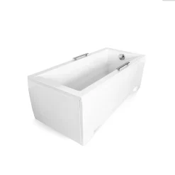 Baignoire rectangulaire - 160 x 70 cm - avec Tablier Blanc - Pieds - Vidage Chrome - MODERN