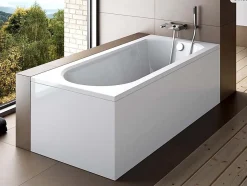 Baignoire rectangulaire - 170 x 75 cm - avec Habillage - Pieds - Vidage Chrome - INTRICA SLIM