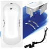 Baignoire rectangulaire 140 x 70 ARIA PLUS acrylique blanc + Habillage en polystyrène + Poignées + Pieds + Vidage à chromé