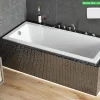 Baignoire rectangulaire blanche à encastrer + repose tête - MODERN SLIM - 160 x 70 cm