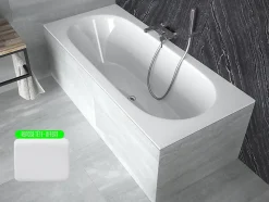 Baignoire rectangulaire blanche à encastrer + repose tête - 170 x 75 cm - VITAE SLIM