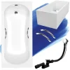Baignoire rectangulaire 130x70 ARIA PLUS acrylique blanc + Support stabilisateur en polystyrène + Poignées +Pieds +Vidage à chromé