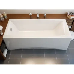 Baignoire rectangulaire 160x75 cm VIRGO encastrable en acrylique + tablier central